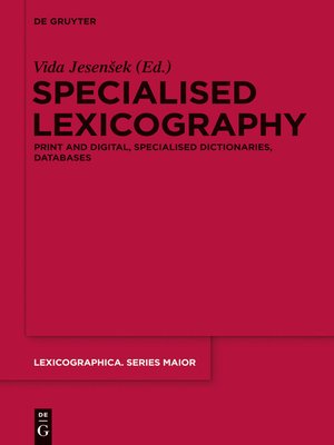 cover image of Specialised Lexicography